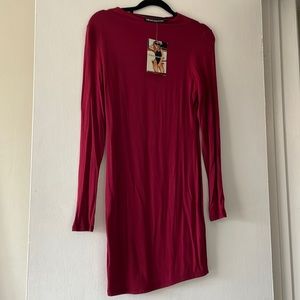 Naked Wardrobe Red Long Sleeve Fitted Dress